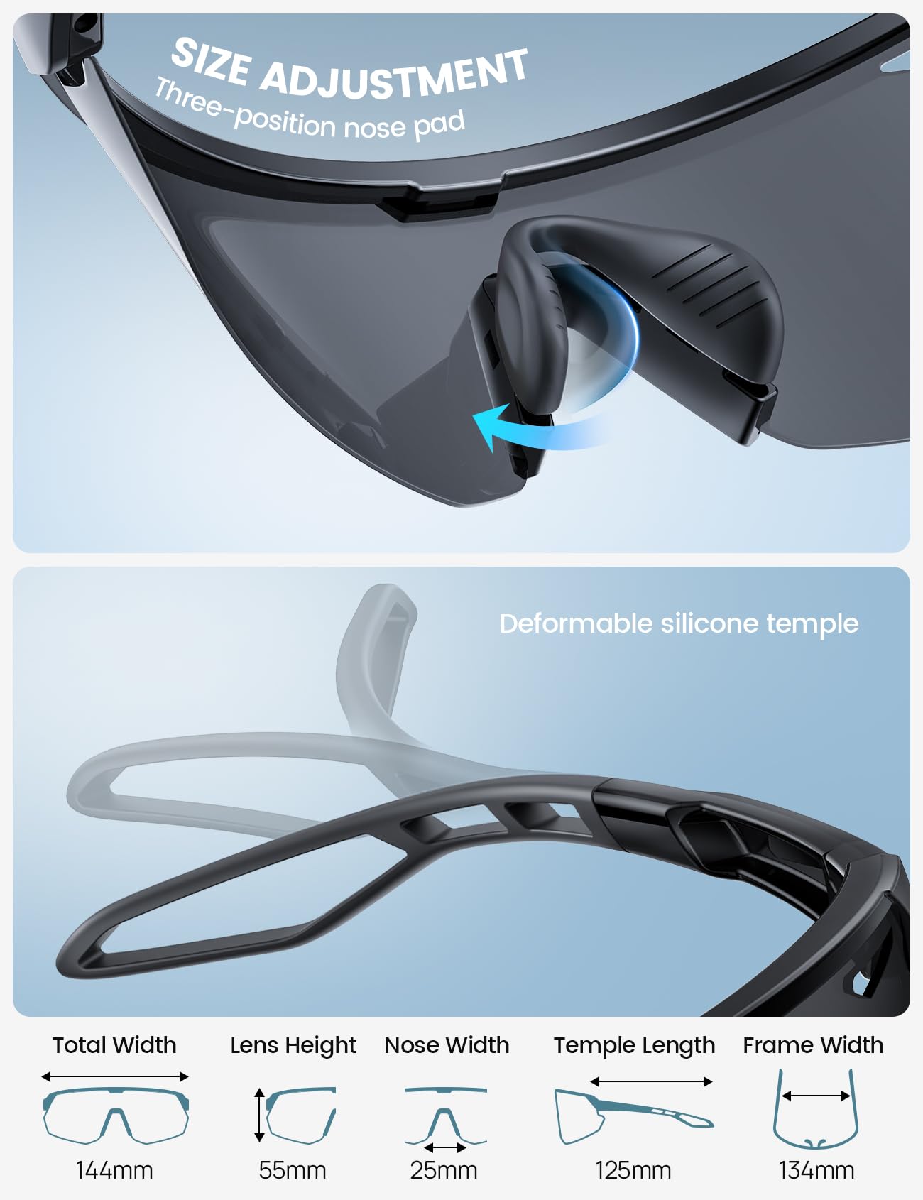 Lamicall Polarized Sports Sunglasses for Men Women, [24g Ultralight] [Adjustable Nose Pad] UV400 Protection Sun Glasses for Cycling Running Baseball Fishing Golf Beach Volleyball, Gifts for Mom Men