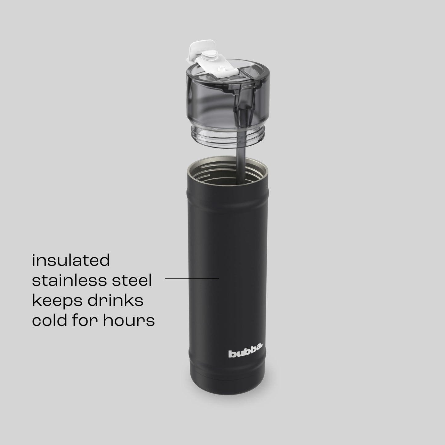 Bubba 24 oz Dualsip Water Bottle with Straw & 2-Way Lid | Leakproof Metal Tumbler | Insulated Stainless Steel | Reusable | Lightweight | Dishwasher Safe | Lead & BPA-Free | Office Siren bubba