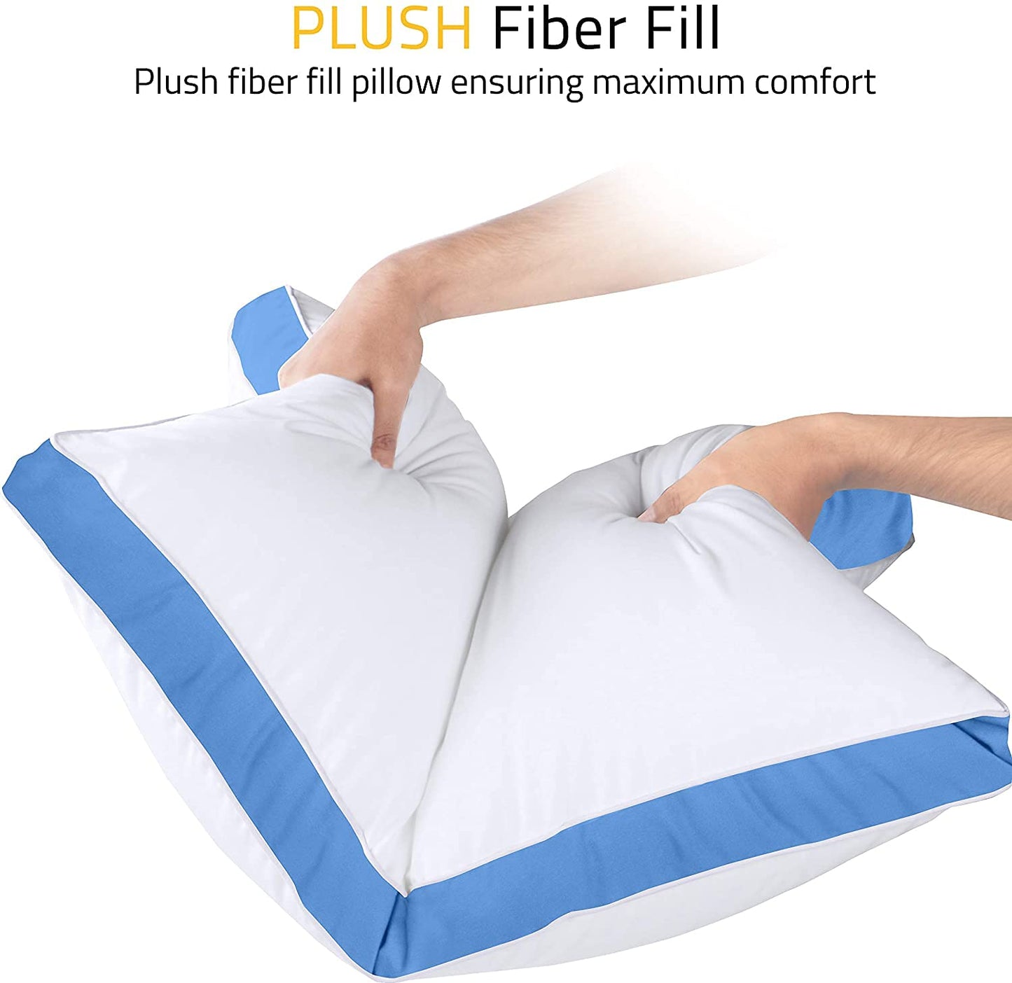 Utopia Bedding Bed Pillows for Sleeping Queen Size (Blue), Set of 2, Soft & Fluffy Pillow with Down Alternative Filling, Cooling, Hotel Quality, Gusseted Pillow for Back, Stomach or Side Sleepers