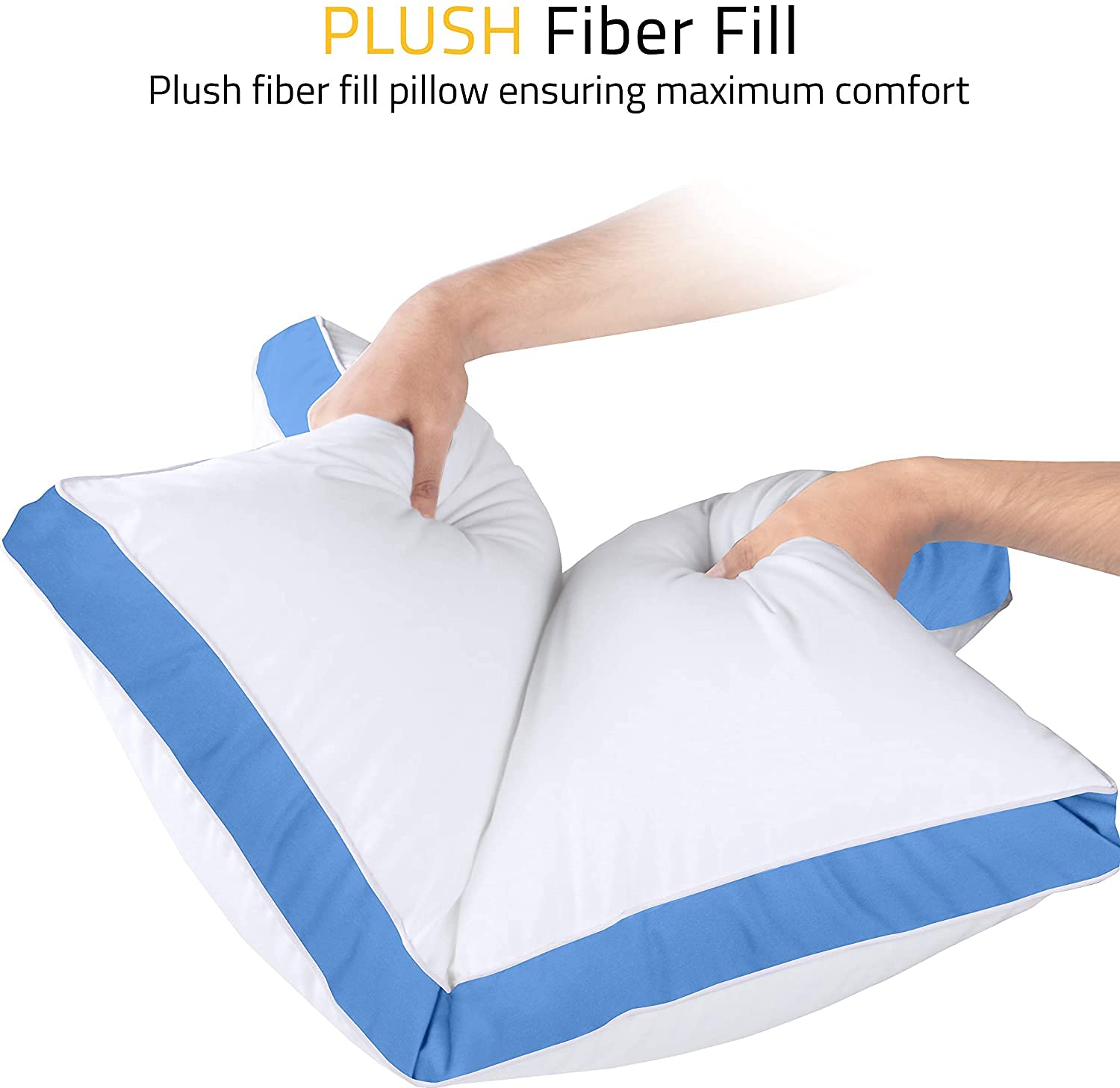 Utopia Bedding Bed Pillows for Sleeping Queen Size (Blue), Set of 2, Soft & Fluffy Pillow with Down Alternative Filling, Cooling, Hotel Quality, Gusseted Pillow for Back, Stomach or Side Sleepers
