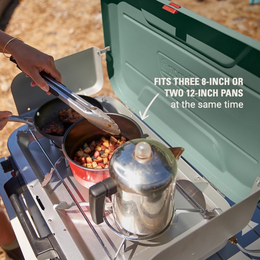 Coleman Cascade 328/Classic Camping Stove, 3/2 Burner Camp Stove, Portable Propane Stove with Adjustable Burners and Wind Guards for Beach Cookouts, Backyard BBQ, Tailgating, Festivals Coleman