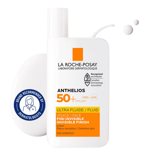 La Roche Posay Anthelios Ultra Fluid Face & Body Sunscreen SPF 50+, High UVA UVB Protection, Invisible Matte Finish, Water & Sweat Resistant, Fragrance Free, Recommended by Dermatologists