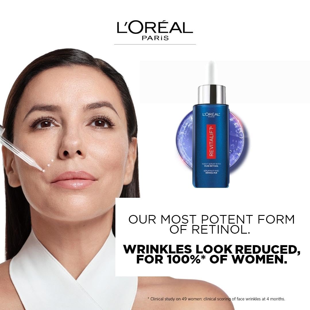 L'Oreal Paris 0.3% Pure Retinol Serum for Face, Night Serum Visibly Reduces the Look of Deep Wrinkles & Smoothes Texture, Revitalift Derm Intensives, 30ml - Available at All In One Marketplace Canada