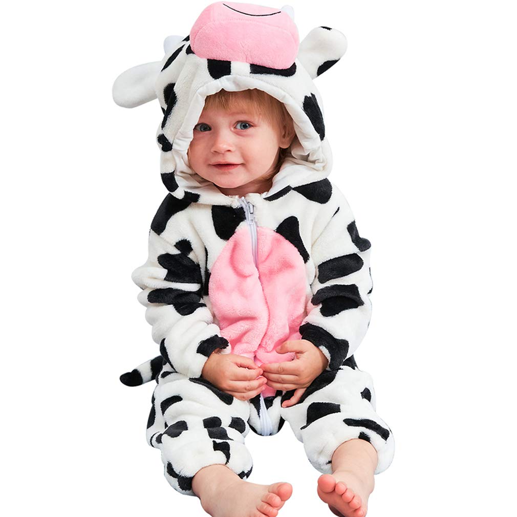 MICHLEY Unisex Baby Romper Winter Animal Cosplay Jumpsuit Outfit, Cow, 2-3T 🍁 All In One Marketplace Canada