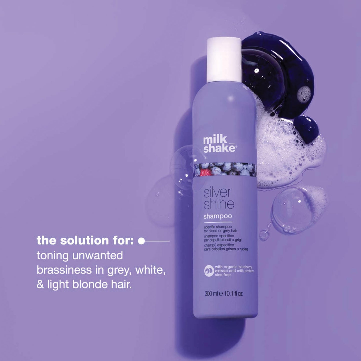milk_shake Silver Shine Purple Shampoo for Blonde Hair - Blonde Toner for Brassy Hair 100% SLES-Free | 10.1 Fl Oz (300 ml) - Available at All In One Marketplace Canada
