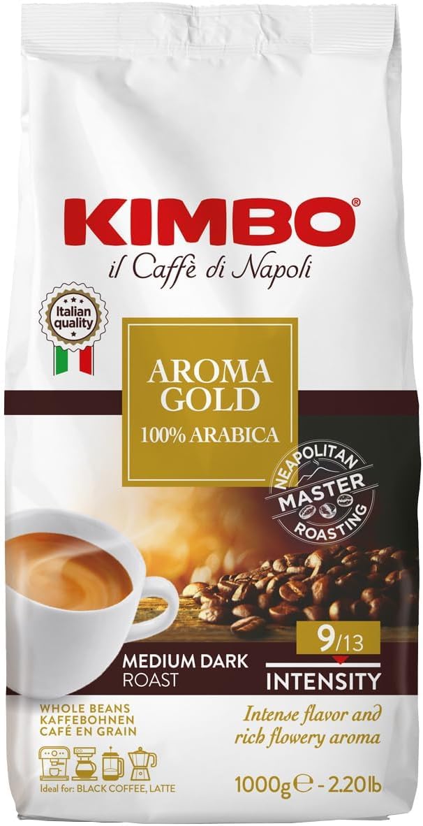 Kimbo Aroma Gold Whole Bean Espresso Coffee | 100% Arabica | 9/13 | 1 Kg Kimbo