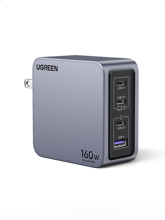 UGREEN Nexode Pro 160W USB C Charger, 4-Port PD3.1 140W GaN Charger Block Compact PPS Fast Charger for MacBook Pro M4, Pixelbook, XPS, iPad, iPhone 17 Pro Max, Galaxy S26 S25, Pixel 10, Steam Deck