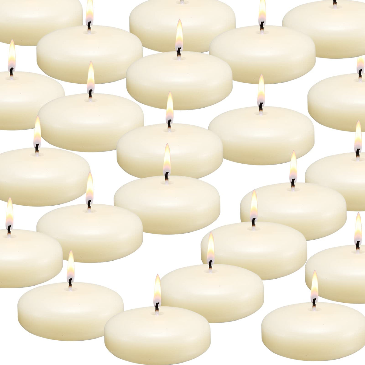 qinxiang 24 Pack Floating Candles, 3” Ivory Unscented Dripless Wax Burning Candles, for Cylinder Vases, Weddings, Party and Holiday 🍁 All In One Marketplace Canada