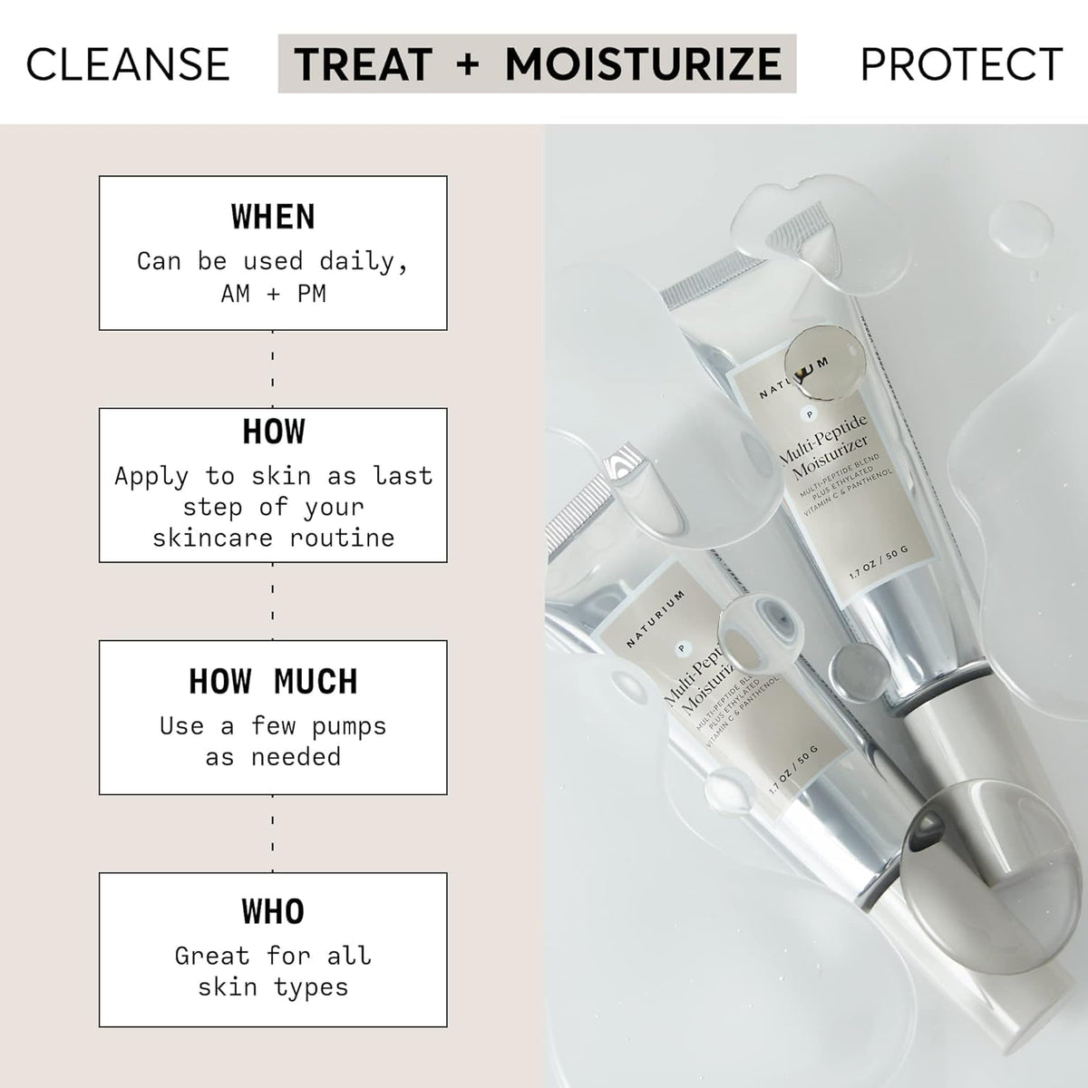Naturium Multi-Peptide Moisturizer, Vitamin C & Panthenol, 50 ml