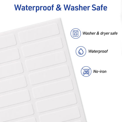 AVERY No Iron Clothing Labels, Washer & Dryer Safe, Writable Fabric Labels, 54 Labels, 1 Pack (40720), White, 1/2"x1-3/4" Avery