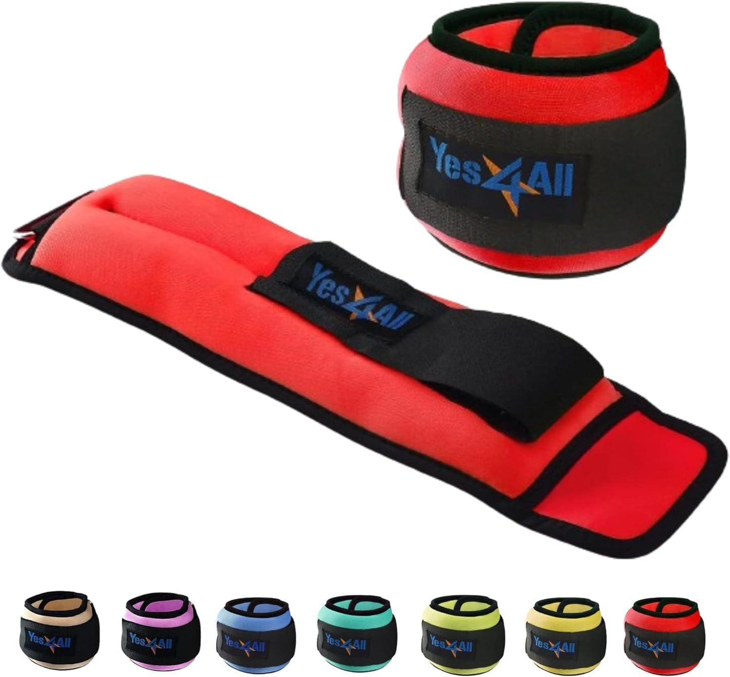 Yes4All Set of 2 Ankle/Wrist Weight Neoprene – Comfort Fit with Adjustable Strap - Ideal for Walking, Fitness, Cardio Exercise (5 lbs, Red) 🍁 All In One Marketplace Canada