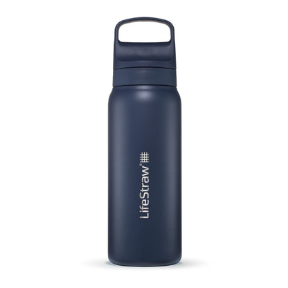 LifeStraw Go Series – Insulated Stainless Steel Water Filter Bottle for Travel and Everyday use removes Bacteria, parasites and microplastics, Improves Taste, 24oz Aegean Sea 🍁 All In One Marketplace Canada