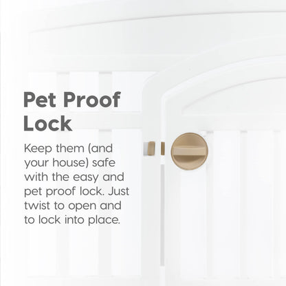 IRIS USA 24" Dog Playpen 4 Panel with Door, Indoor Outdoor Puppy Pen, White