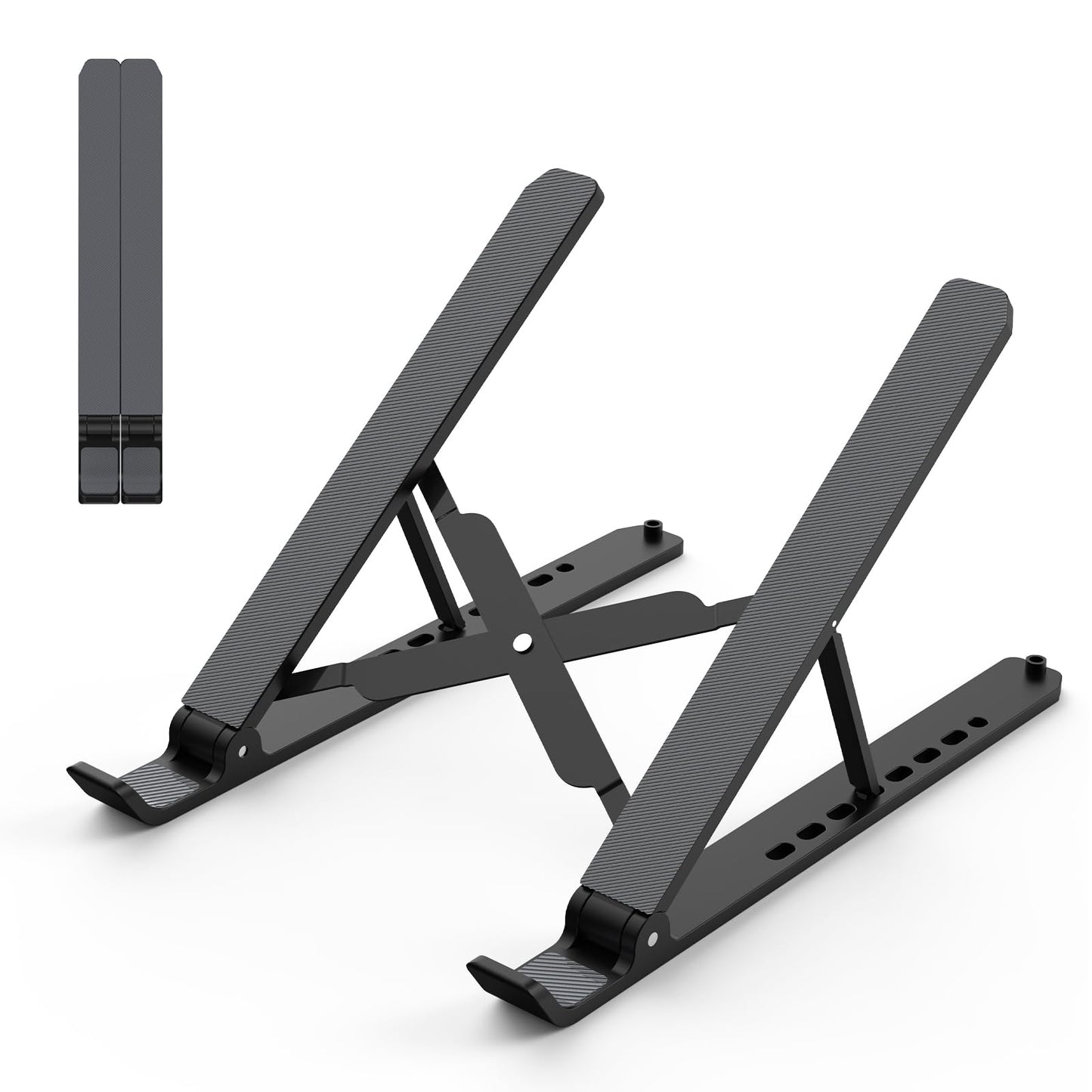 Laptop Stand for Desk, Adjustable Laptop Riser ABS+Silicone Foldable Portable Laptop Holder, Ventilated Cooling Pad Notebook Stand for 10-15.6” Laptops,Tablet-Black - Available at All In One Marketplace Canada