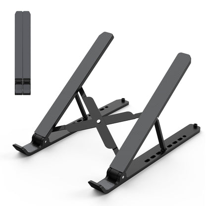Laptop Stand for Desk, Adjustable Laptop Riser ABS+Silicone Foldable Portable Laptop Holder, Ventilated Cooling Pad Notebook Stand for 10-15.6” Laptops,Tablet-Black - Available at All In One Marketplace Canada