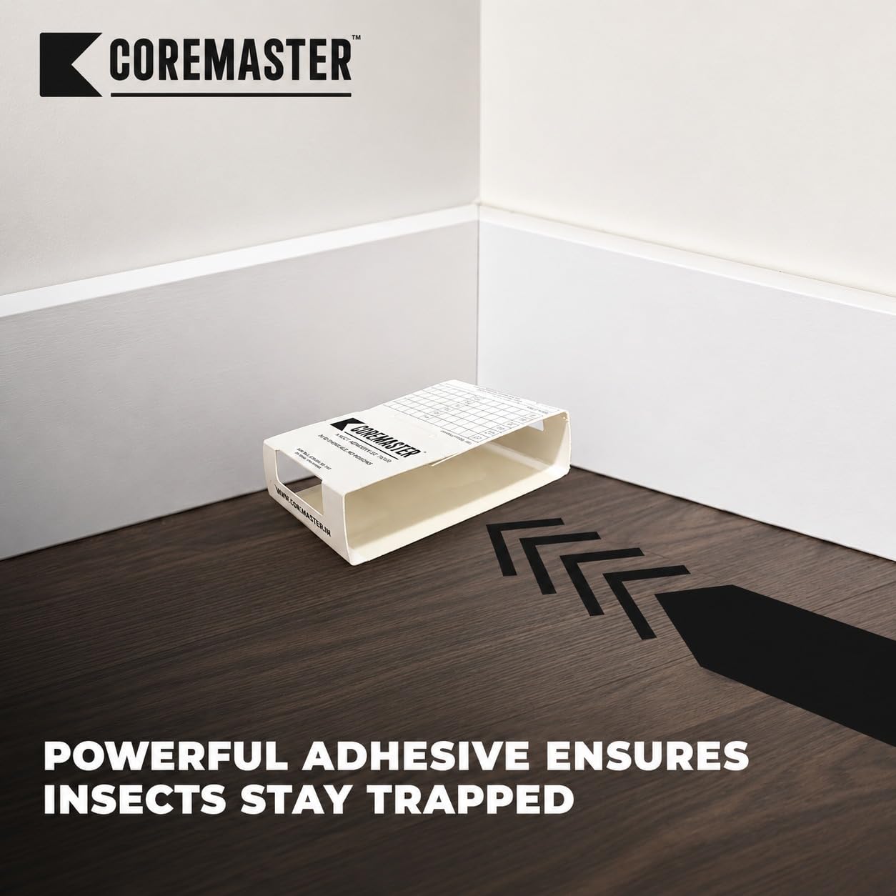 Coremaster Insect/Cockroach Monitor & Traps | Strong Adhesive Boards for Silverfish, Roaches, Ants | for Indoor Use i.e Kitchen, Basement,Garage | Safe, Non-Toxic (6 boards-18 Traps)