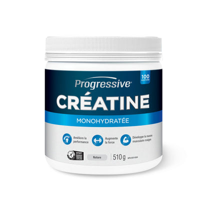 Progressive Creatine Monohydrate, Informed Sport Certified, Proudly Canadian Made, Improves Performance, Increases Strength, Builds Lean Muscle, Easy to dissolve, Gluten Free, No artificial flavours, Colours or Preservatives. 510 g - 100 Servings, Unflavo
