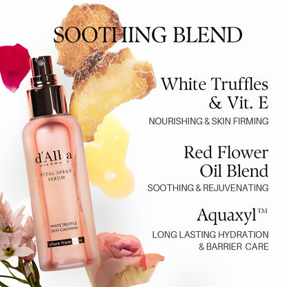 d'alba Piedmont Italian White Truffle Vital Spray Serum, Vegan Skincare, Calming and Hydrating Facial Mist with White Truffles for Red and Sensitive Skin, Glow Serum, Surfactant Free, All in One Care, Korean Skincare - Available at All In One Marketplace Canada