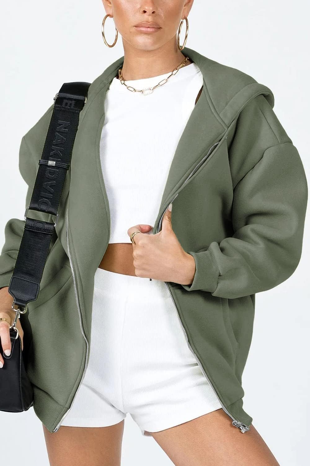 PRETTYGARDEN Women's Fall Zip Up Hoodies Sweatshirts Grey Green,M 🍁 All In One Marketplace Canada
