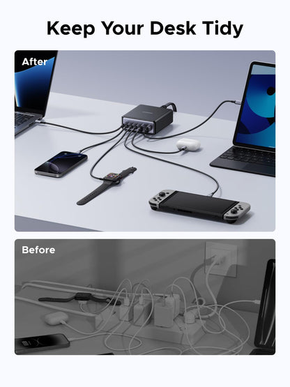 UGREEN 100W 6-Port GaN USB C Charging Station, Desktop Charger Block with 4 USB C and 2 USB A Fast Charging Compatible for MacBook Pro/Air, XPS, iPad, iPhone 17/16, Galaxy S26/S25/S24, Pixel 10/9