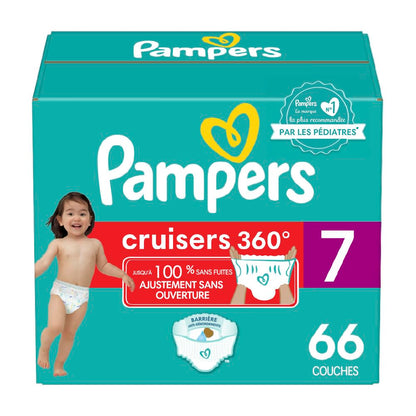 Pampers Diapers - Cruisers 360 degrees - Size 7, 66 Count, up to 100% Leakproof Fit, Designed for Active Babies, Pull On Diaper, EZ Off Tabs Designed for Easy Changes