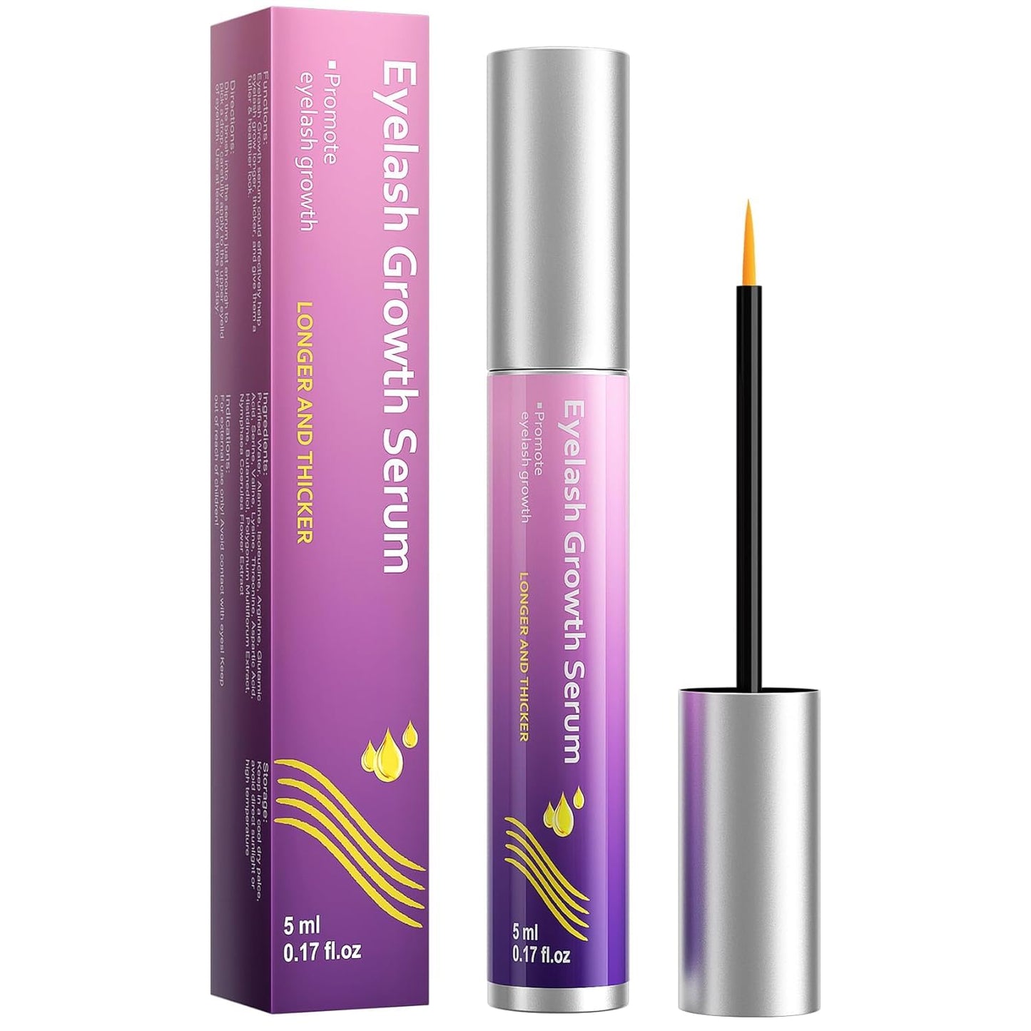 Lash Serum for Growth, Premium Eyelash Enhancer Care for Longer Thicker & Fuller, Gentle Formula Safe for Sensitive Eyes Non-Irritating Daily Use at Home & Travel - 5ml - Available at All In One Marketplace Canada