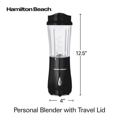Hamilton Beach Personal Blender for Shakes and Smoothies with 14 Oz Travel Cup and Lid, Black (51101BC)