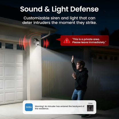 AOSU Security Cameras Outdoor Wireless, 2 Cam-Kit, No Subscription Required, Solar-Powered, Home Security Cameras System with 360° Pan & Tilt, Auto Tracking, 2K Color Night Vision, Easy Setup