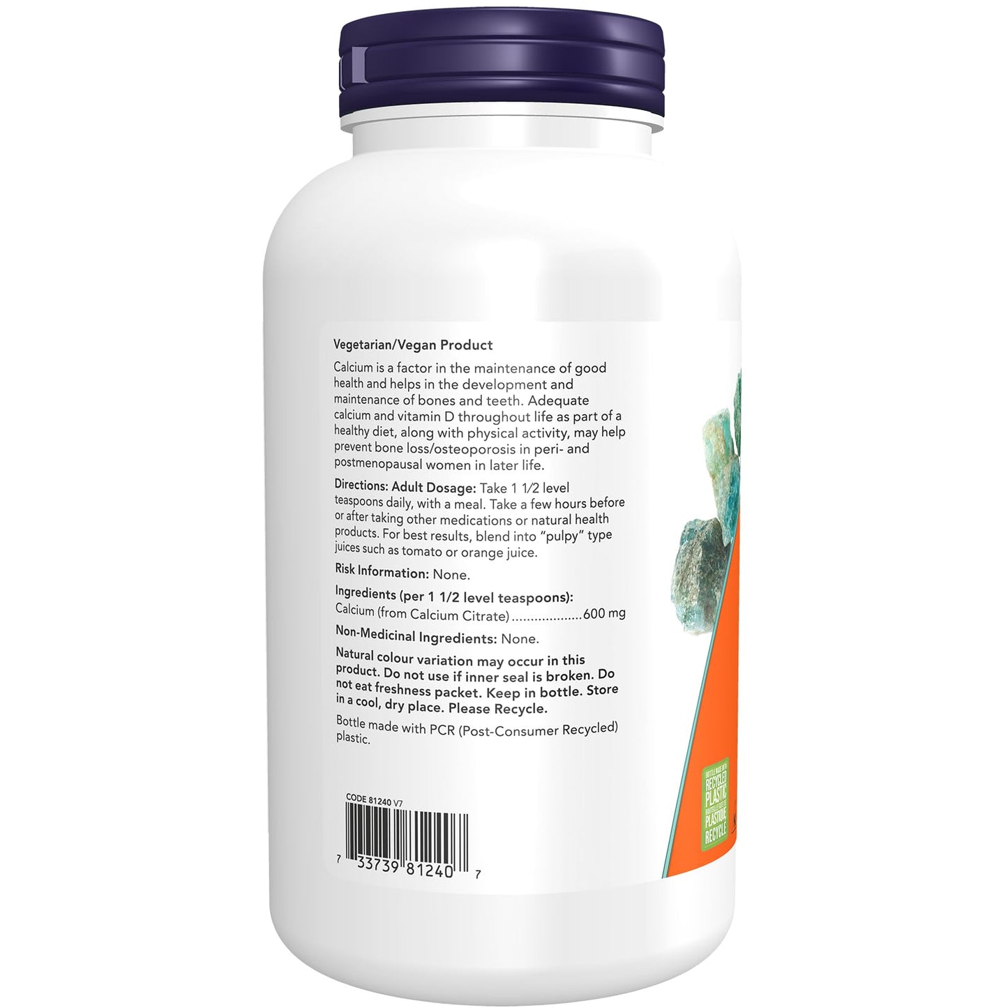 NOW Supplements, Calcium Citrate Powder, Highly Bioavailable Calcium, Supports Bone Health, 227g NOW