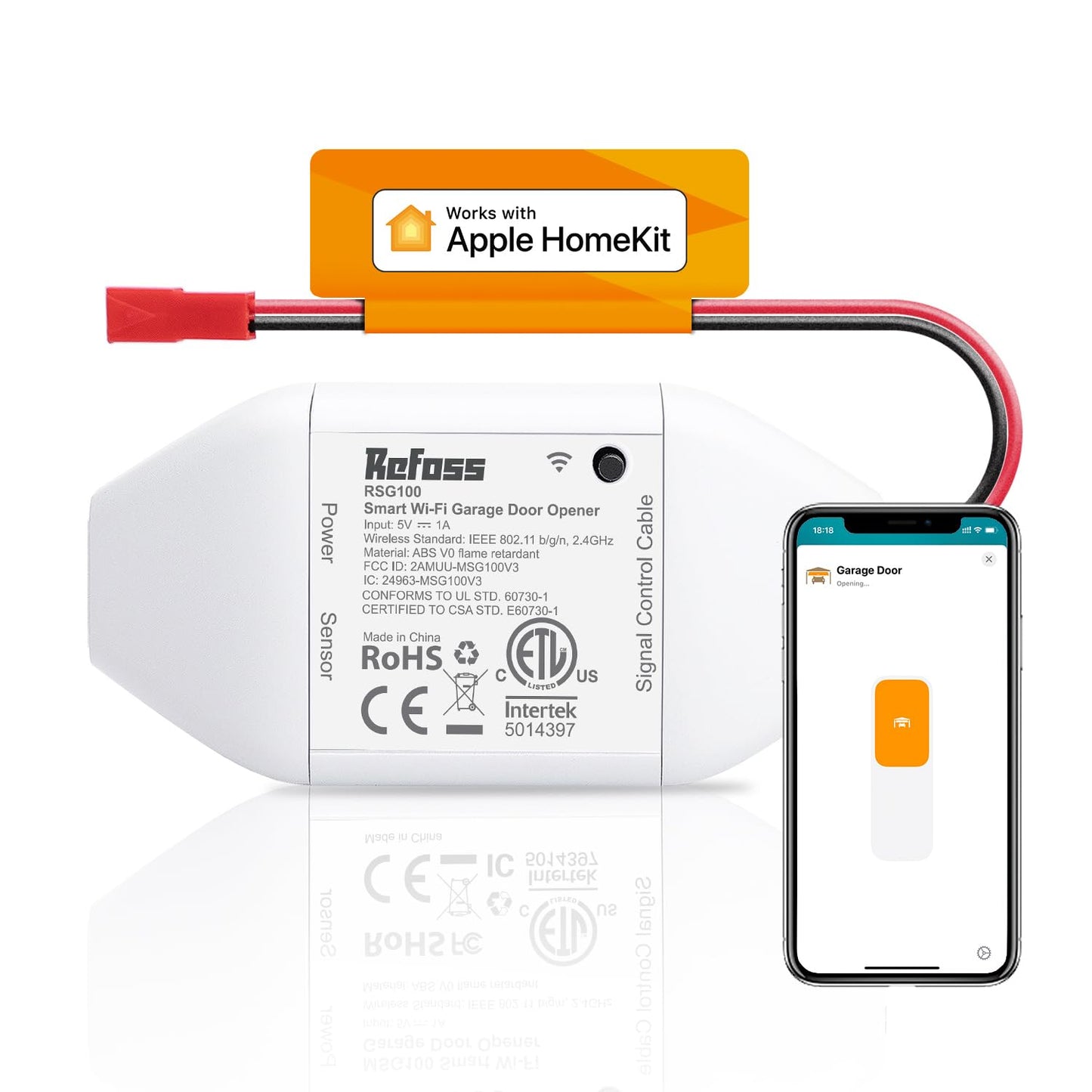 Refoss Smart Wi-Fi Garage Door Opener, Apple HomeKit Supported Refoss