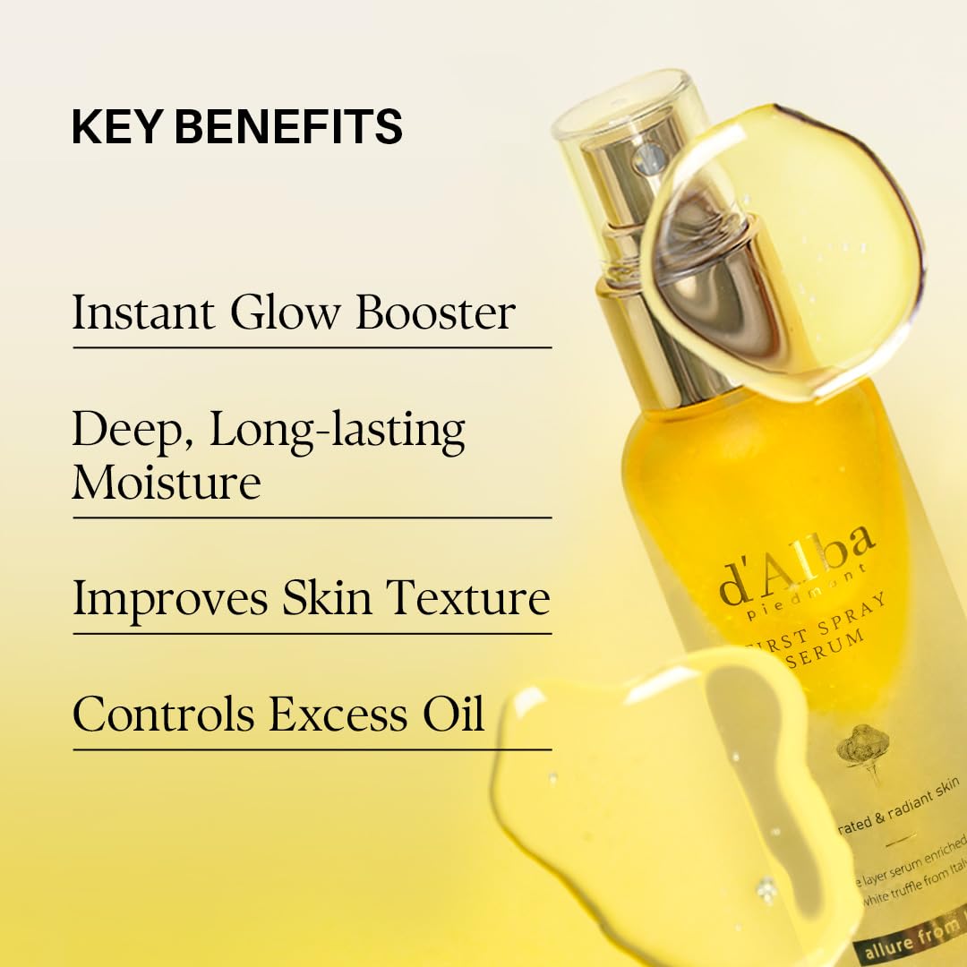 d'alba Piedmont Italian White Truffle First Spray Serum, Vegan Skin Care, Hydrating Face Moisturizer, Glow Serum for Radiant Skin, Non Comedogenic, All In One Mist, Korean skincare, 50ml