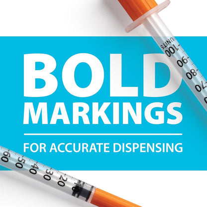 Easy Touch 30 Gauge U-100 Insulin Syringes (30G 0.5cc 1/2”) with 1/2” Long Needle, 0.5cc (50 Unit Capacity), Bold Markings for Accurate Dosing, Disposable, Box of 100