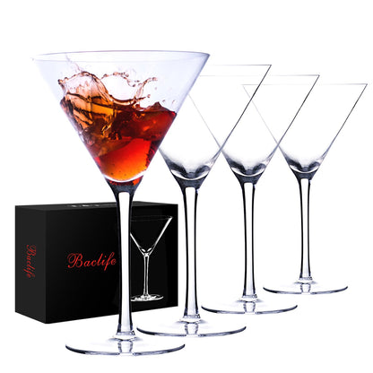 Handblown Crystal Martini Glasses Set of 4-9.5 oz Coupe Glass Set with Stem - Elegant Cocktail Glasses for Bar, Margarita, Cosmopolitan, Manhattan, Gimlet - Unique Gift for Christmas 🍁 All In One Marketplace Canada