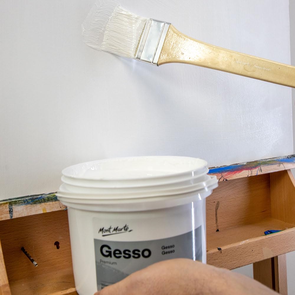 Mont Marte Premium Gesso Universal Primer 1.89L (64oz), Suitable for Acrylic Paint, Oil Paint, Colour Pencils, Pastels, Graphite and Charcoal