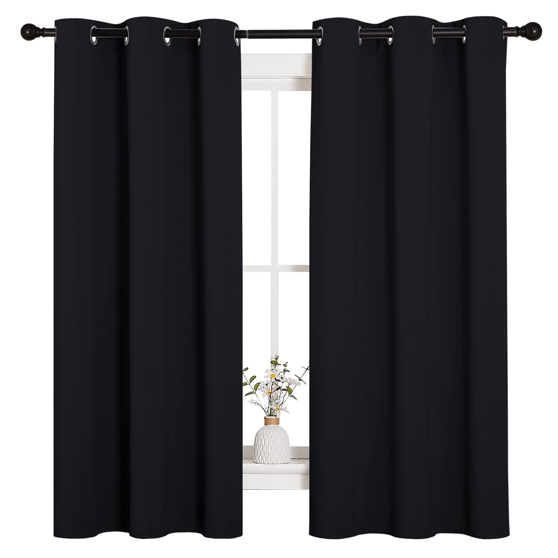 NICETOWN Blackout Curtains 2 Panels for Bedroom- Halloween Thermal Insulated Grommet Blackout Curtains 63 Inches Long for Living Room/Kitchen Rideaux occultants (2 Panels,W42 x L63 -Inch,Black)