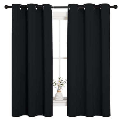 NICETOWN Blackout Curtains 2 Panels for Bedroom- Halloween Thermal Insulated Grommet Blackout Curtains 63 Inches Long for Living Room/Kitchen Rideaux occultants (2 Panels,W42 x L63 -Inch,Black)
