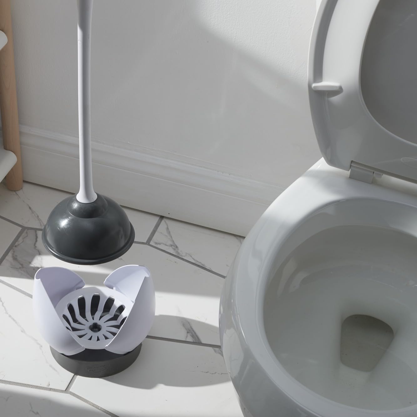Clorox Toilet Plunger with Hideaway Caddy for Bathroom, Accessories Organizers & Storage, Toilet Unclogger, Plunger with Holder Clorox