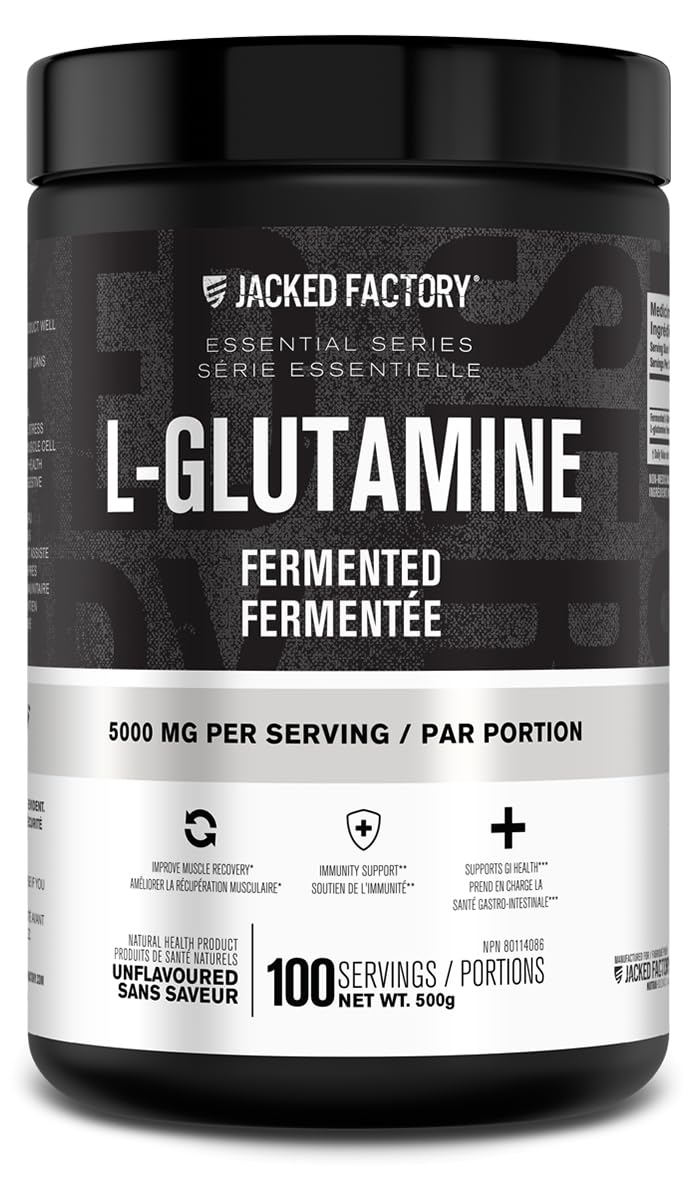 L-Glutamine Powder 500g, 100 Servings - Vegan Fermented L Glutamine for Post Workout Muscle Recovery, Immunity, Digestive Health - Tested & Trusted, No Artificial Fillers - Unflavored - Available at All In One Marketplace Canada