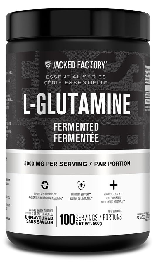 L-Glutamine Powder 500g, 100 Servings - Vegan Fermented L Glutamine for Post Workout Muscle Recovery, Immunity, Digestive Health - Tested & Trusted, No Artificial Fillers - Unflavored - Available at All In One Marketplace Canada