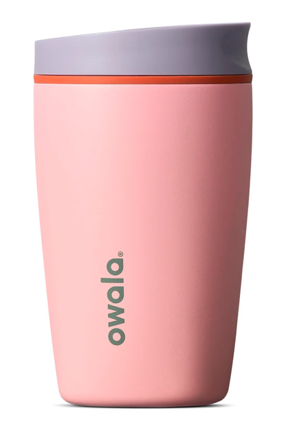 Owala SmoothSip Slider Insulated Stainless Steel Coffee Tumbler, Reusable Iced Coffee Cup, Hot Coffee Travel Mug, BPA Free 12 oz, Sugar High