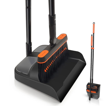 JEHONN Broom and Dustpan Set for Home, Long Handle Lightweight 180 Degree Rotating Broom Set Indoor, Upright Standing Dust Pan with Comb Teeth, Store Sweep Set for Room Kitchen Office Lobby - Available at All In One Marketplace Canada