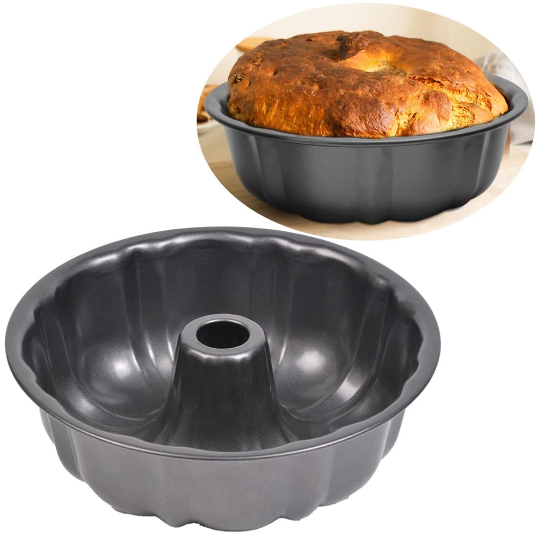 Cake Pans, 26cm/ 10'' Non-Stick Fluted Cake Pan, Heavy Duty Carbon Steel Tube Pan Baking Mold, Perfect Bakeware for Bavarois, Brownie, Jello, Flan, Meatloaf,Pudding (10'') 🍁 All In One Marketplace Canada