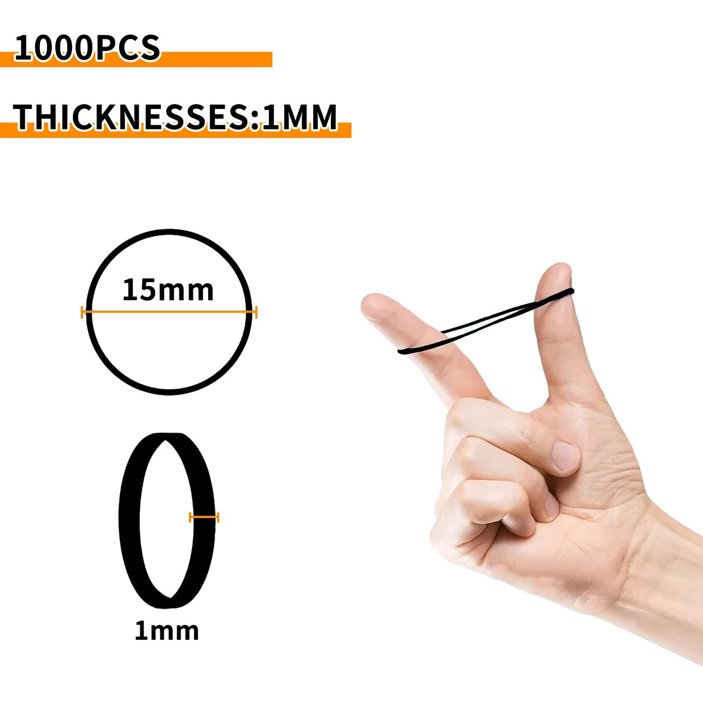 Mini Rubber Bands, 1000 Pcs Small Hair Elastics, Elastic Hair Ties for Making Hairstyle, Black - Available at All In One Marketplace Canada