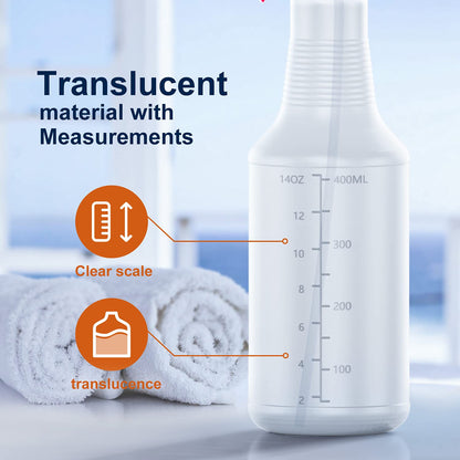 Veco Spray Bottle (5 Pack,16 Oz) with Measurements and Adjustable Nozzle(Mist & Stream Mode), HDPE Plastic Spray Bottles for Cleaning Solution,No Leak and Clog