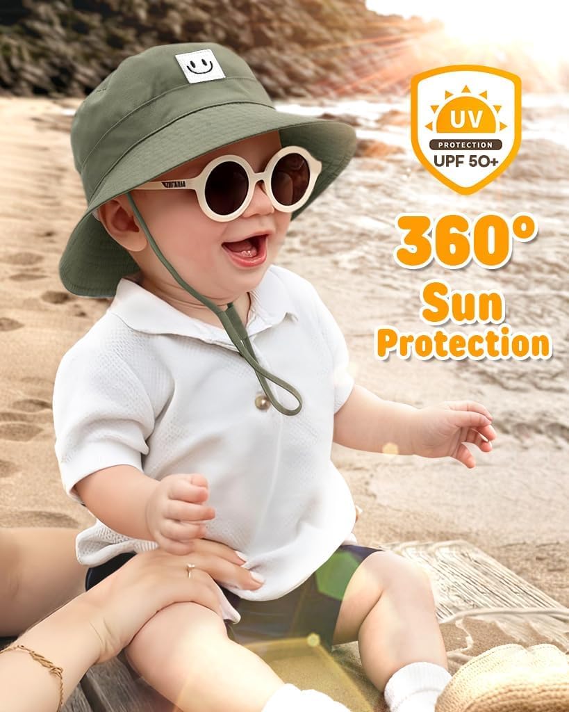 FURTALK Baby Sun Hat Smile Face Toddler Boys Girls Bucket Hat for Kids 0-5 Years - Available at All In One Marketplace Canada