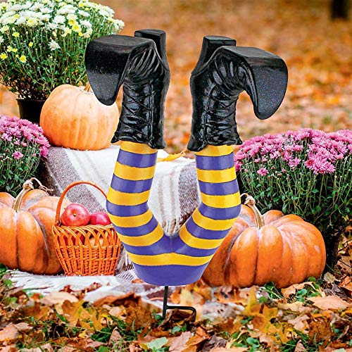Design Toscano Crash Landing Wicked Witch Legs Halloween Garden Stake Statue, 42 cm, Polyresin,