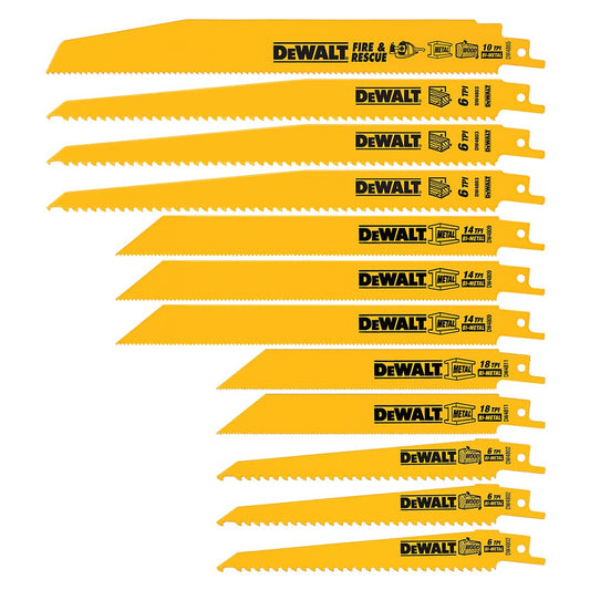 DEWALT Reciprocating Saw Blades, Bi-Metal Set with Case, 12-Piece (DW4892) - Available at All In One Marketplace Canada