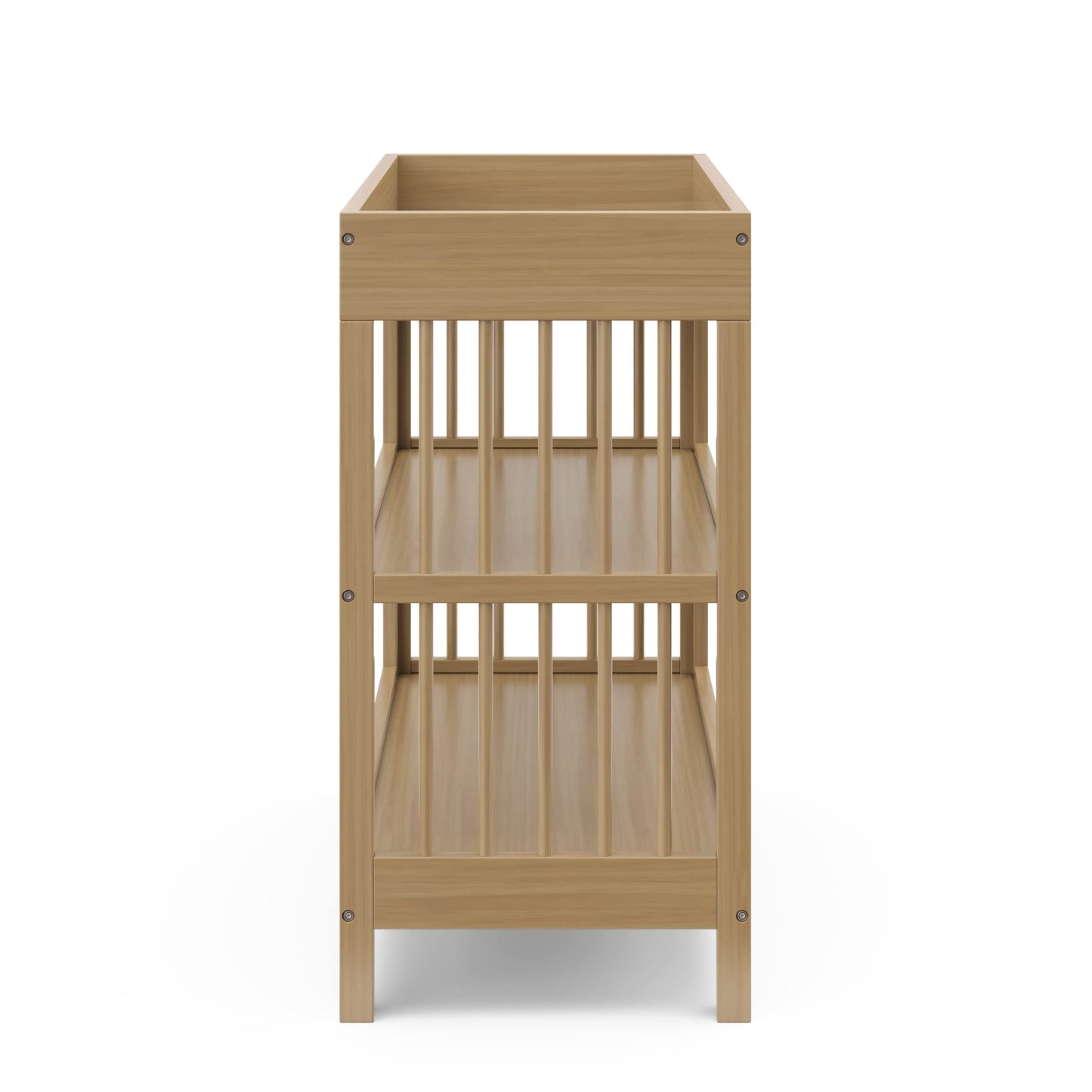Graco Teddi Changing Table with Water-Resistant Changing Pad (Driftwood) - GREENGUARD Gold Certified, 2 Open Shelves, Includes Bonus Water-Resistant Changing Pad with Safety Strap Graco