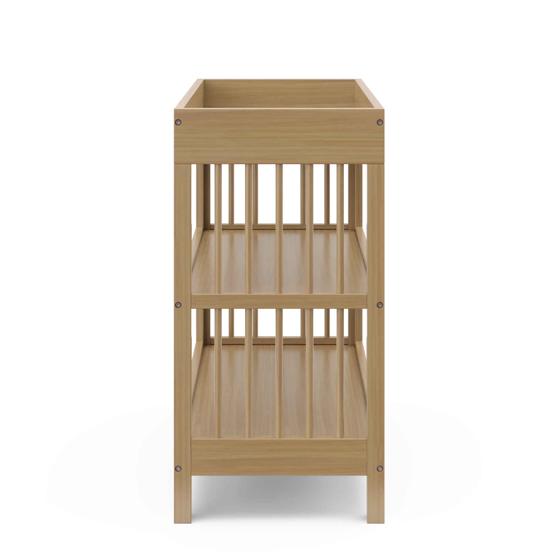 Graco Teddi Changing Table with Water-Resistant Changing Pad (Driftwood) - GREENGUARD Gold Certified, 2 Open Shelves, Includes Bonus Water-Resistant Changing Pad with Safety Strap Graco