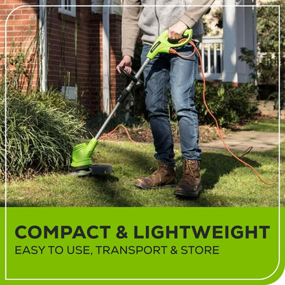 Greenworks 4 Amp 13" Corded Electric String Trimmer –Auto Dual Line Feed, Adjustable Handle & Lightweight for Home Yard, Lawn Edges, Driveway, Sidewalk, Fence Lines & Garden Borders Maintenance